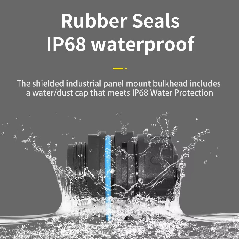 M23 RJ45 Network Waterproof Connector Panel Type Straight Through Without Tail