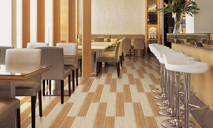 Cream Yellow 200x1200mm Size Easy Clean Wood Look Porcelain Rustic Tile Design 8"X48" Size