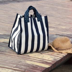 China Large-Capacity Stripe Canvas Handbag Women Bag Simple Supermarket Green Shopping Bags wholesale