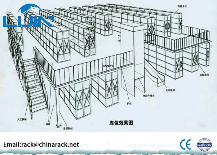 Heavy - Duty Attic Rack Supported Mezzanine Floor For Warehouse / Factory