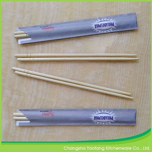 5.0mm Thickness Chinese Food Round Bamboo Chopsticks Customized With Paper Sleeve