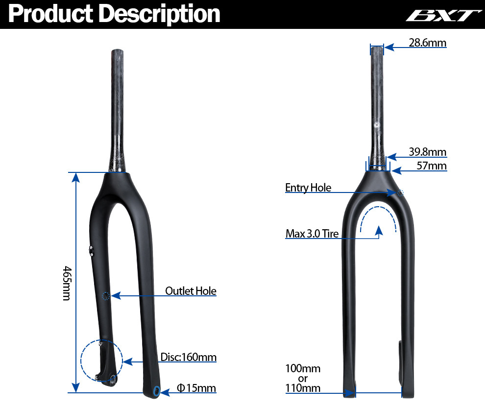 T1000 Carbon Fiber MTB Forks Mountain Bike Forks 275 Suitable 700C Tire