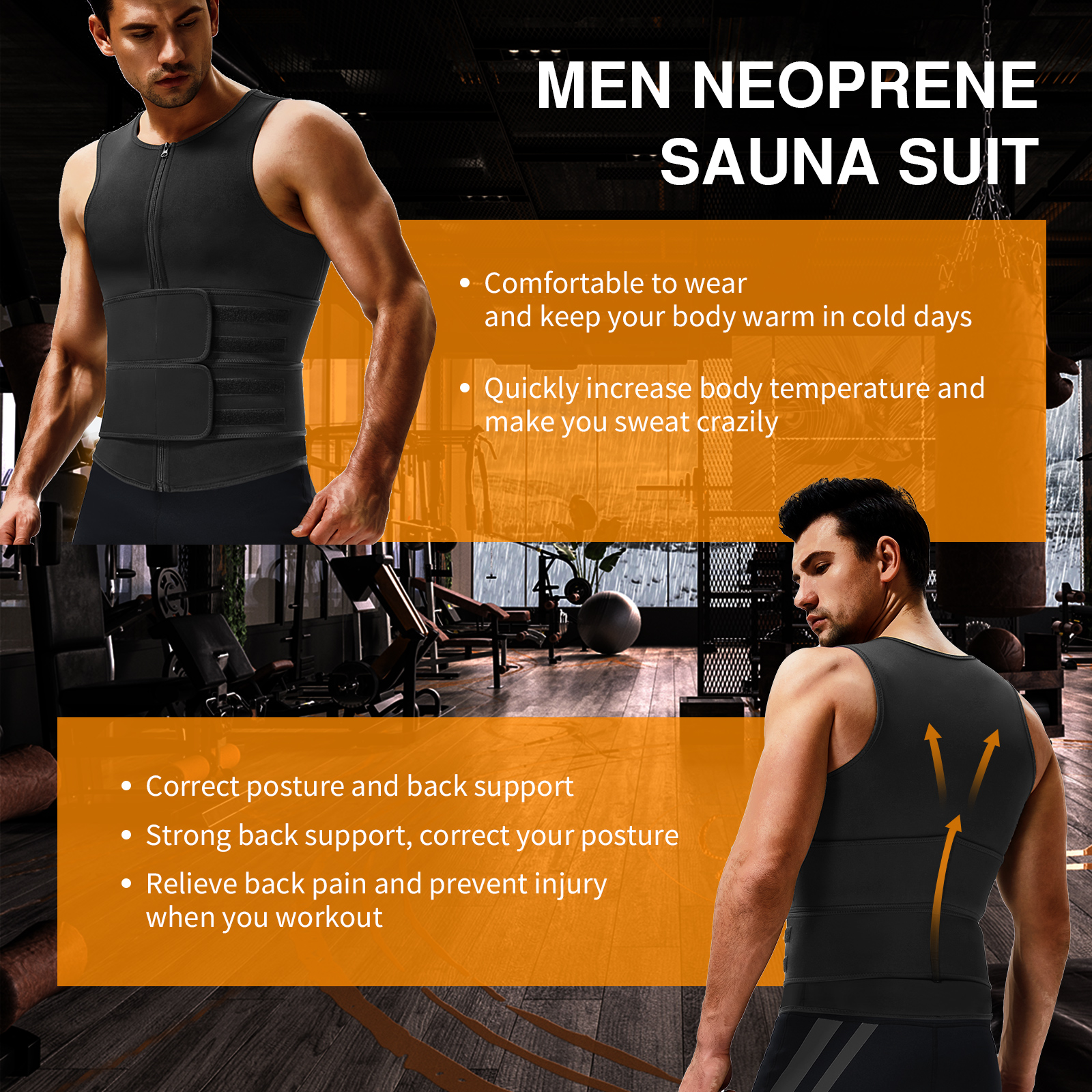 Customized Men's Waist Trainer Neoprene Sweat Vest Support 7 Days Sample Order Lead Time