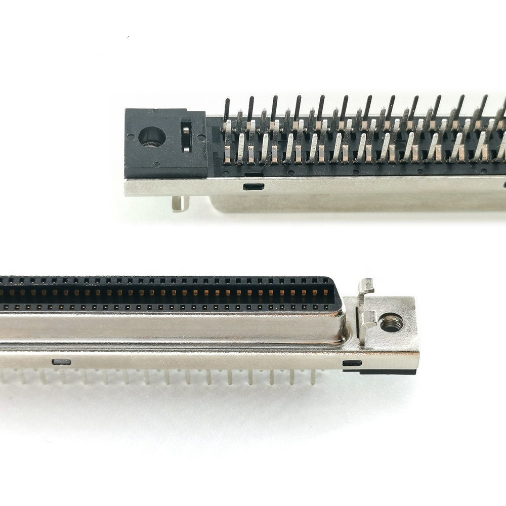 1.27mm Pitch MDR SCSI Female Connector Industrial Connectors Right Angle PCB 36 Pin