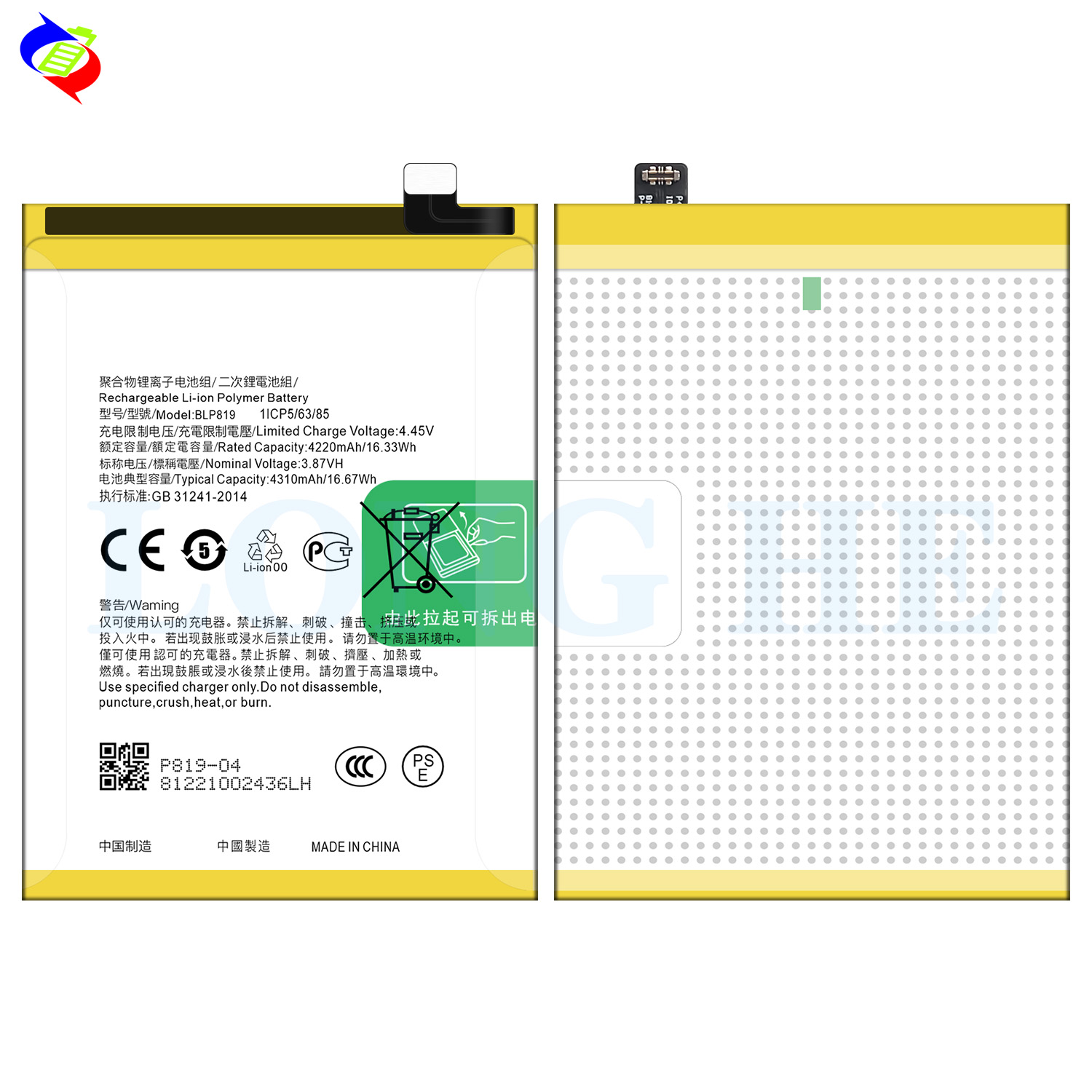 Original Rechargeable BLP819 Battery for OPPO RENO 5 4G Reno6 Z Reno 6Z 5G 4310mAh 3.87V