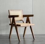 Simple Nordic wood rattan dining chair Korean sitting room balcony lounge chair