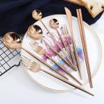 High Quality Stainless Steel Cutlery with Rose Gold Color Wedding Banquet
