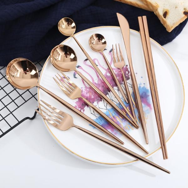 High Quality Stainless Steel Cutlery with Rose Gold Color Wedding Banquet