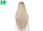 Half Hand Tied Cosplay Sexy Light Yellow Synthetic Wigs 26 Inch For Adult Makeup