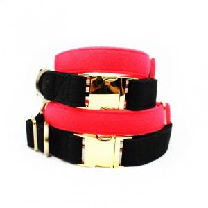 China Luxury Dog Collars And Leashes Velvet Cotton Material Red / Black Color wholesale