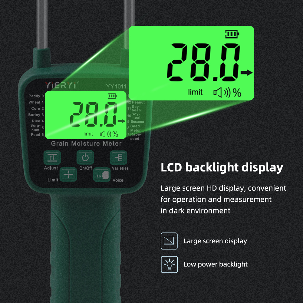 Grain Handheld Moisture Meter Voice Announcemet For Rice Sorghum Feed