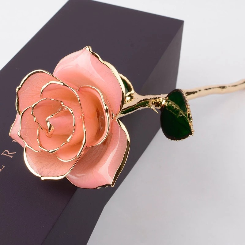 24k Gold Rose preserved rose in Gift Box with Clear Display Stand Best Gift Wholesale rose gift for lover