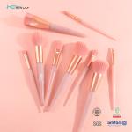 Aluminum Ferrule Premium Makeup Brush Set 9pcs Synthetic Hair OEM