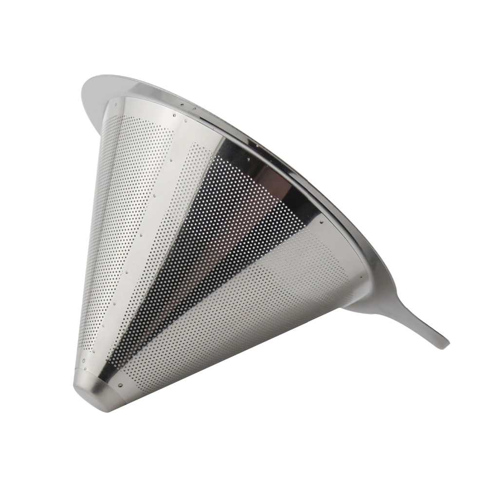 Portable Coffee Metal Dripper / Cone Coffee Filter Customized Logo