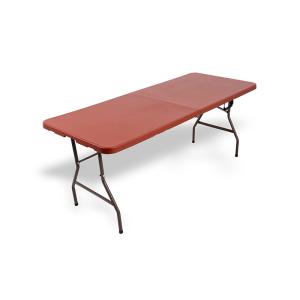 China Red 6 Ft Plastic Folding Tables Powder Coated Steel Base Outdoor Use wholesale
