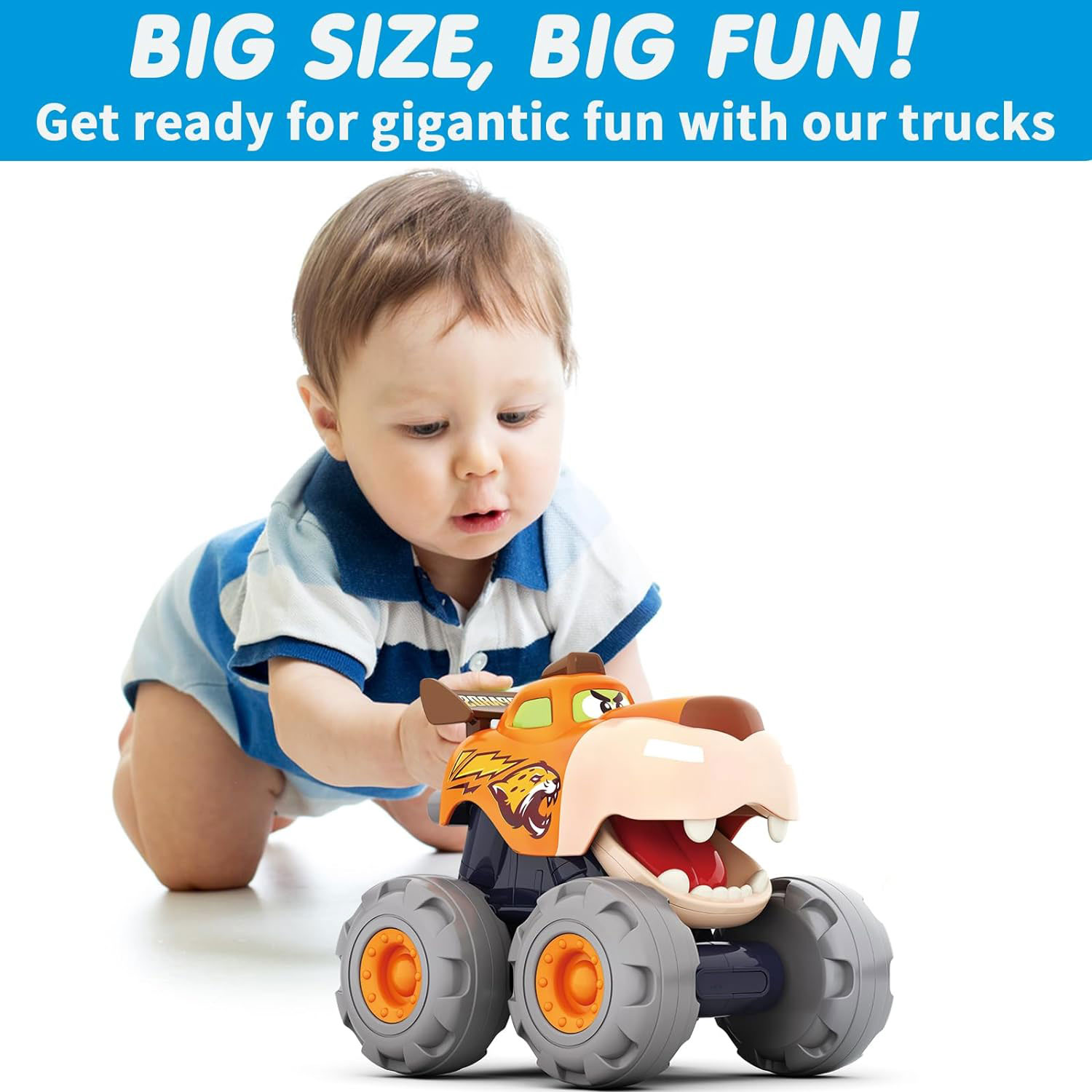 No Battery 3 Pack Friction Powered Pull Back Toy Cars Set for 1 2 3 Year Old Boys