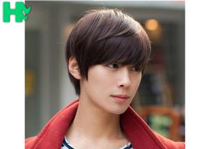 China Trendy Brown Men Hair Wig High Temperature Fiber Wigs Synthetic Hair wholesale