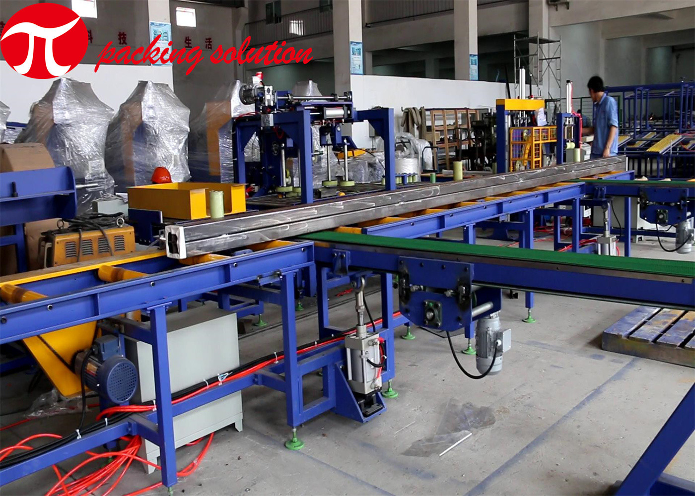 6000mm Automatic Horizontal Steel Tube Packaging Machine / Pipe Bundle Wrapping Machine