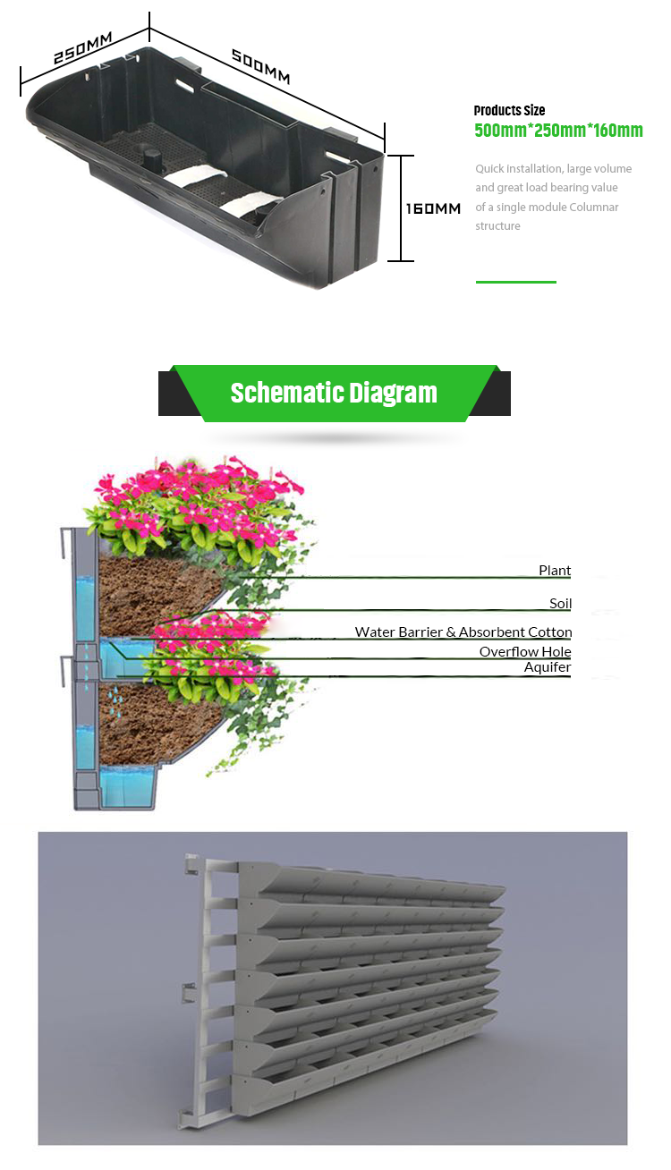 Flower Pot Vertical Garden Planter 12 per Square Meter for Indoor and Outdoor Spaces