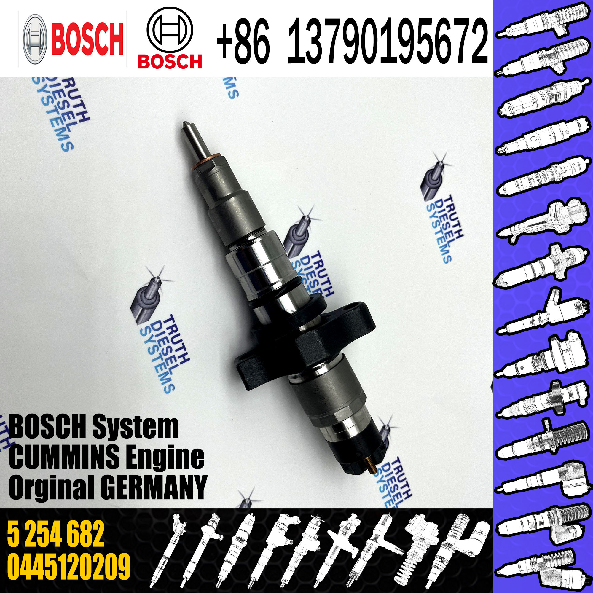 Diesel Engine Parts Common Rail Injector QSB5.9 3968846 5254682 5263317 0445120046