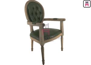 China Vintage Round Back Wood Restaurant Arm Chairs Luxury Classical Chair With Button Decoration wholesale
