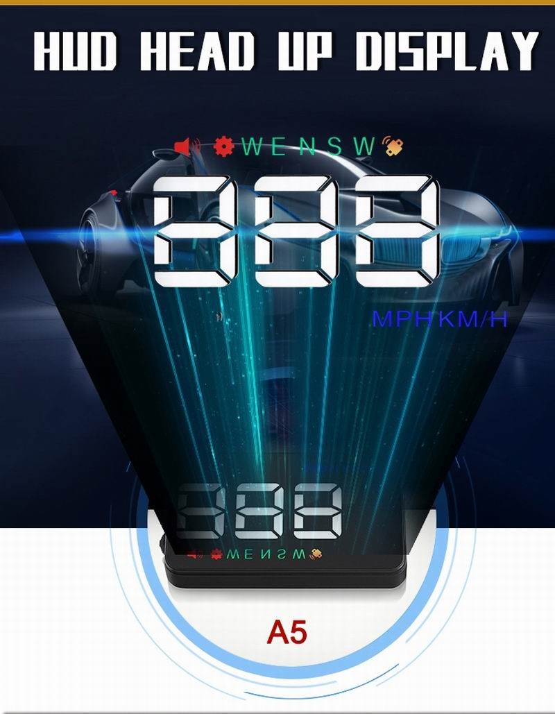 Ouchuangbo HUD 3.5 inch Car Head Up Display Windshield Projector Speedometer Overspeed - GPS Satellite 2 Dispaly Mode