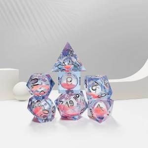 China Pink Flow Sand Blue Crystal Resin Dice Multi Sided Handmade wholesale