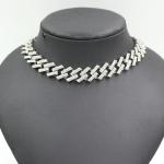 Hot Sale Hip Hop Jewelry Iced Out White Rhinestone Miami Cuban Link Chain Choker