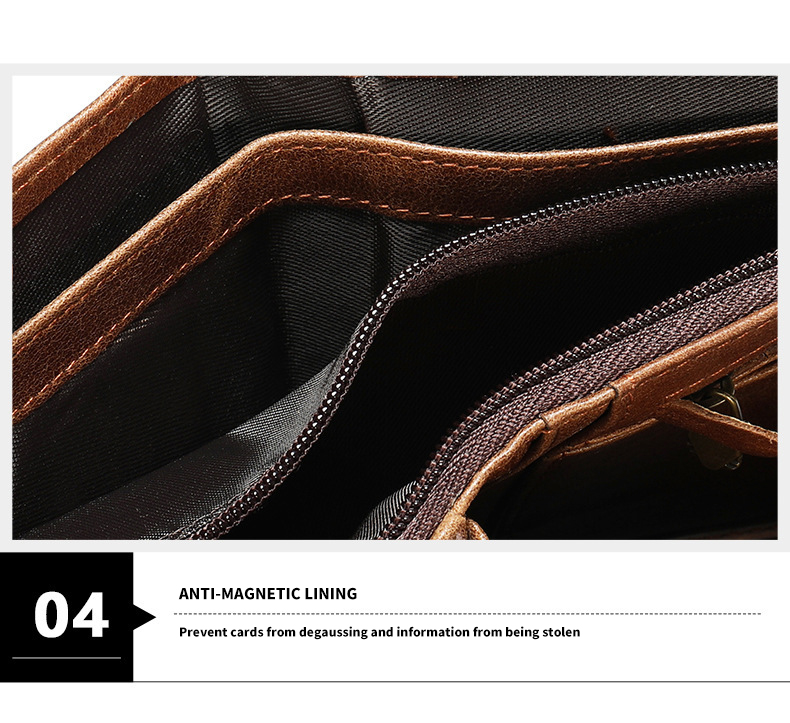 Custom Logo Men's Genuine Leather Bifold Wallet with RFID Protection and Card Holders