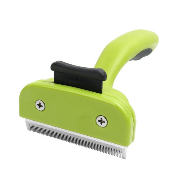 Quality Green Dog Deshedding Tool Sustainable Self Cleaning Cat Brush for sale
