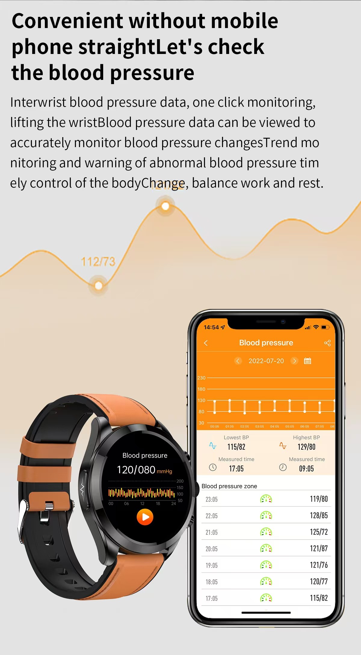 ET440 Health Monitoring Smart Watch Body Temperature Blood Pressure Sleep Monitoring