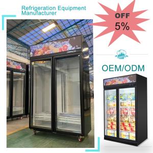 China Vertical Supermarkets Double Glass Door Display Freezer Chiller For Beer And Drink wholesale