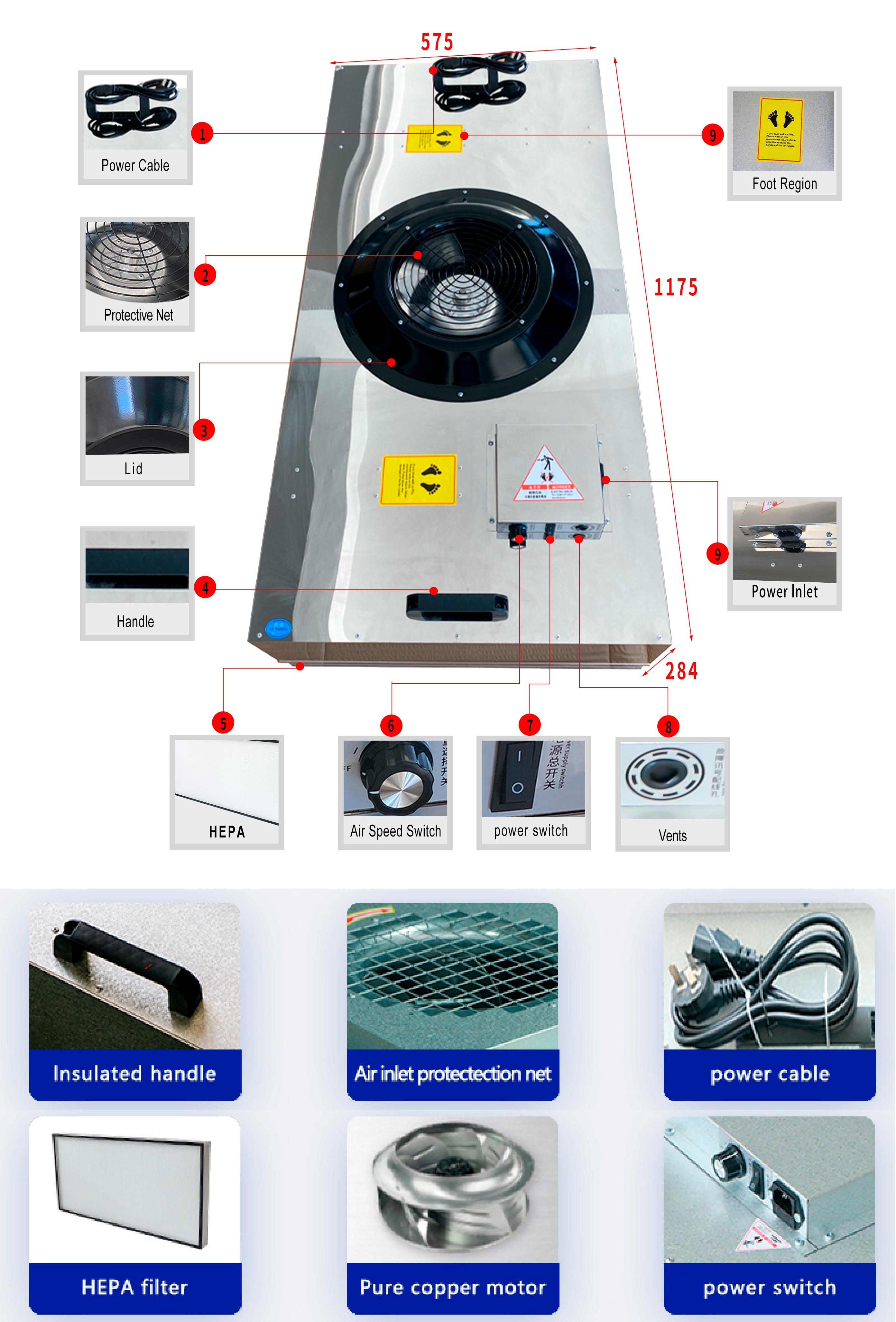 Enhanced overall system performance Enhanced airflow distribution fan filter unit for clean room for Laboratories