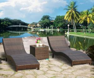 China Leisure Aluminium PE Rattan Chaise Lounge chairs Outdoor Garden patio beach chair wholesale