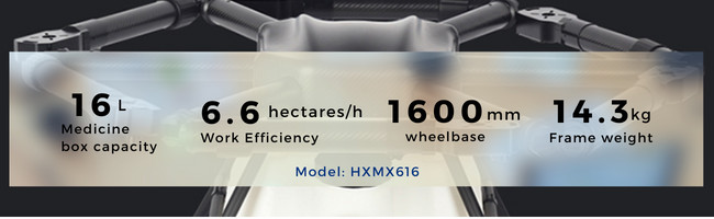 16L Capacity 6 Rotors DJI Agriculture Drone 1600mm Wheelbase 13 Acres/H 14.3KG 2~3m For Crop HXMX616
