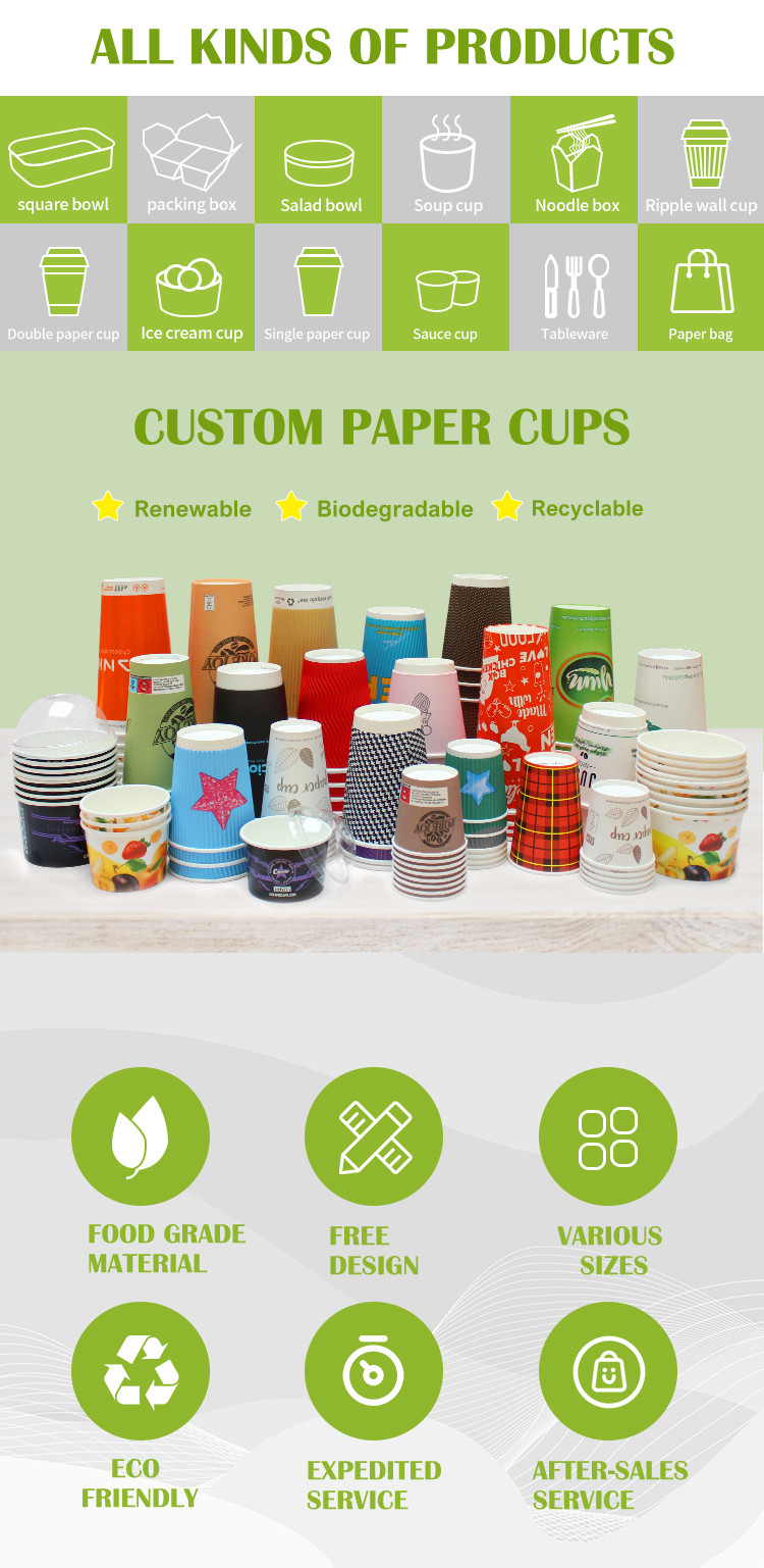Custom Disposable Paper Bowl Round Salad Cover Takeaway Soup Bucket Lid