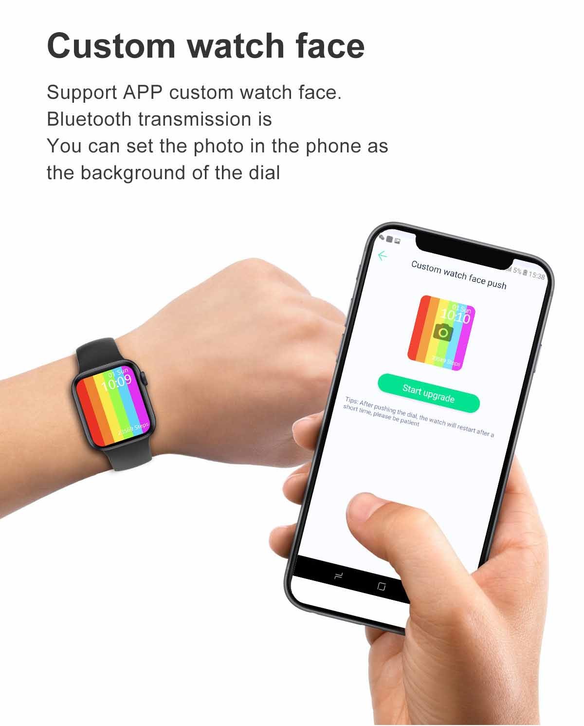 1.8 Inch HD Smart Fitness Tracker Smartwatch For Heart Rate Monitor Notifications