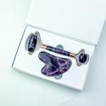 ISO9001 85*55mm Amethyst Crystal Double Jade Roller For Neck Fat