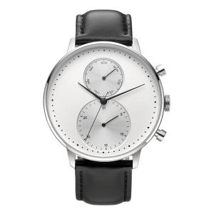 China CD Grain Face Quartz Silver Stainless Steel Watch Sr626sw With Black Leather Strap wholesale