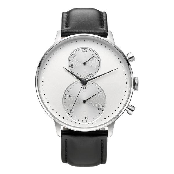 CD Grain Face Quartz Silver Stainless Steel Watch Sr626sw With Black Leather