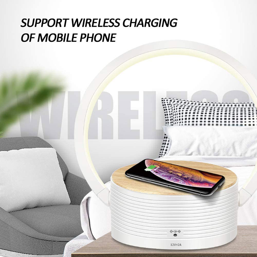 800mAh 2700K Battery Wireless Charger Night Light With Bluetooth 5.0 Speaker