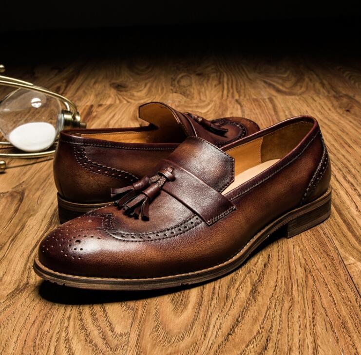 Sample Available Mens Leather Loafers Autumn Woven Leather Slip On Shoes for Party