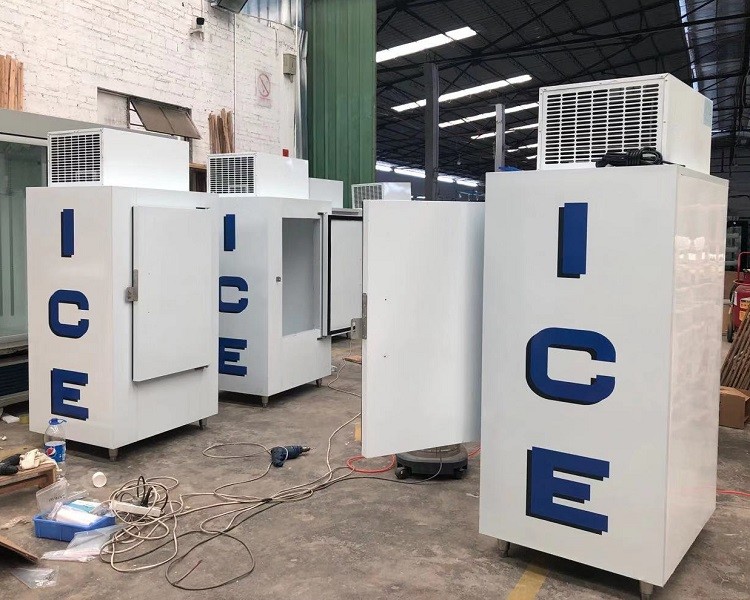 Upright Commercial Ice Freezer Auto Defrost Fan Cooling Ice Stroage