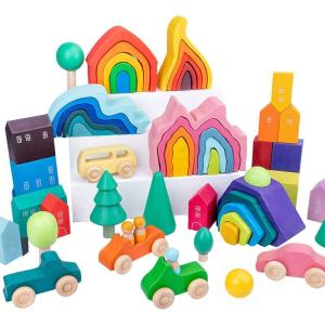 China Coral Earth Wooden Blocks Toys Wood Rock Set Balancing Blocks Natural Wood Toy wholesale