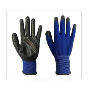 China Blue Polyester With Black Smooth Nitrile Gloves wholesale