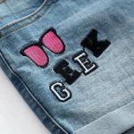 Summer Teen Girl Jean Shorts With Pockets , Mid Waist Girls Stretch Denim Shorts