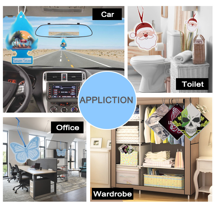 CMYK Hanging Paper Air Freshener Four Color Printing