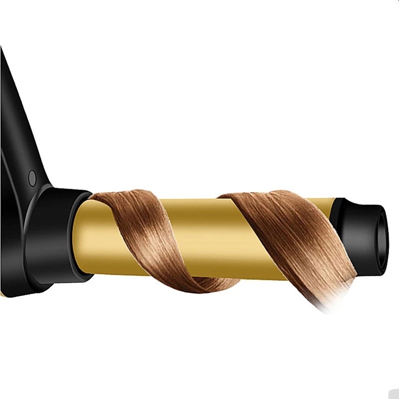 Professional Corner Hair Curling Iron Golden PTC Fast Heating LCD Display