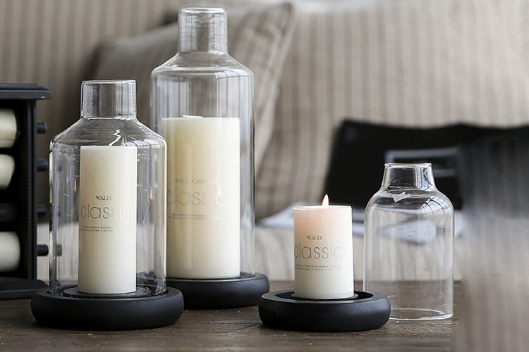 Tall Glass Candlestick Holders Clear White Simple Design Eco - Friendly