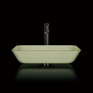 China 105mm 330mm Counter Top Bowl Sink Rectangular White Light Green Bathroom wholesale